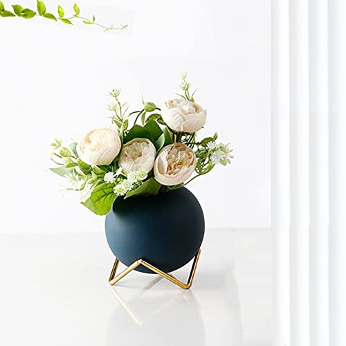 Keramik vase,Blau hochwertige Vas,Tischvase mit Nordischem Stil,Kleine Vasen Kreative Wohnzimmer Schrank Deko Esstisch Vintage Dekoration Geschenk,für Blumensträuße,Zweige oder als Dekostück von Guidre