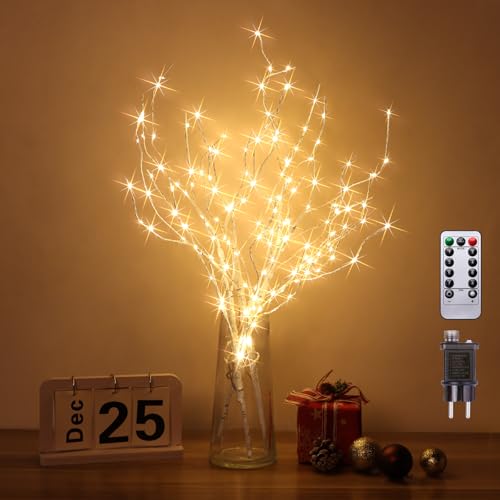 Guijiyi 3er Set Lichterbaum 144 LEDs Lichterzweige 8 Modi DIY Baum Licht Zweigstelle Birke Warmweißes Zweiglicht mit Stecker Leuchtzweige für Christmas Weihnachtsdeko Erntedankfest Deko Wohnzimmer von Guijiyi