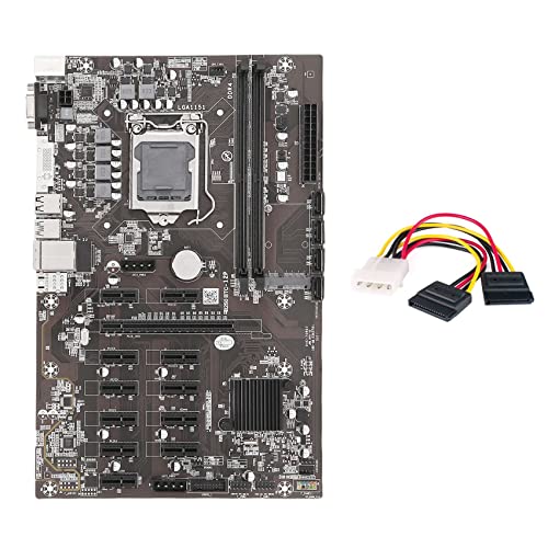 Guindxan B250B ETH Mining Motherboard+4PIN zu SATA Kabel LGA1151 DDR4 12X Grafikkartensteckplatz MSATA SATA3.0 für BTC Mining von Guindxan