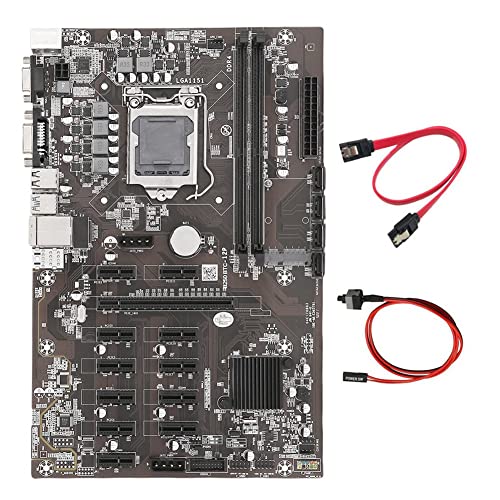 Guindxan B250B ETH Mining Motherboard+SATA Kabel+Switch Kabel LGA1151 DDR4 12X Grafikkartensteckplatz MSATA SATA3.0 für BTC von Guindxan