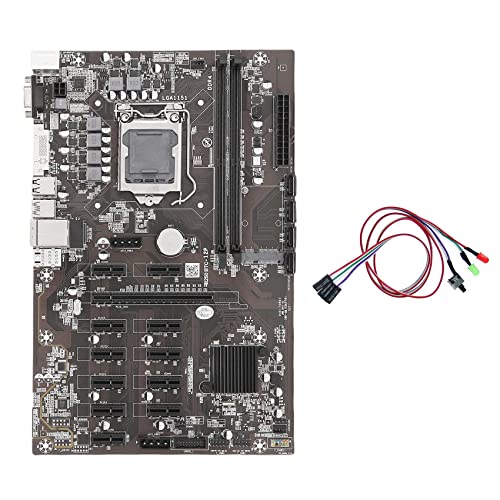 Guindxan B250B ETH Mining Motherboard+Switch Kabel mit Licht LGA1151 DDR4 12X Grafikkartensteckplatz MSATA SATA für BTC Mining von Guindxan