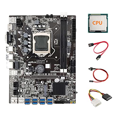 Guindxan B75 ETH Mining Motherboard 8XPCIE auf USB + CPU + 4PIN IDE zu SATA Kabel + SATA Kabel + Switch Kabel LGA1155 B75 Motherboard von Guindxan