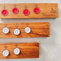 Weihnachts-Teelichthalter, Holzkerze, Eichenholzkerze, Moderne Kerze, 4 Teelichter, Handgefertigte Frohe Weihnachten von Guinigi