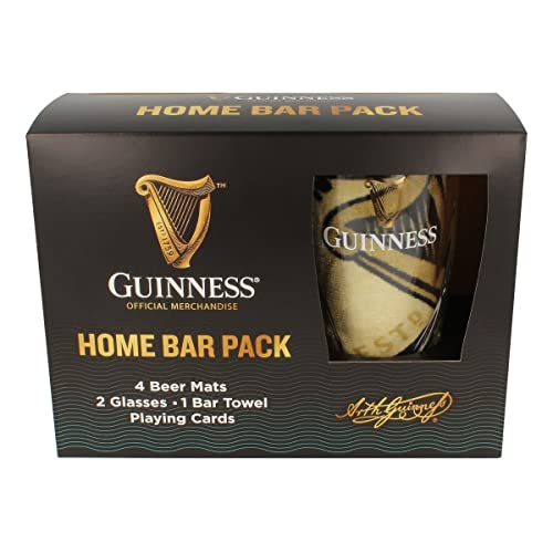 Guinness Home Bar Pack – Gravity Pint-Gläser, Barhandtuch und Spielkarten von Guinness