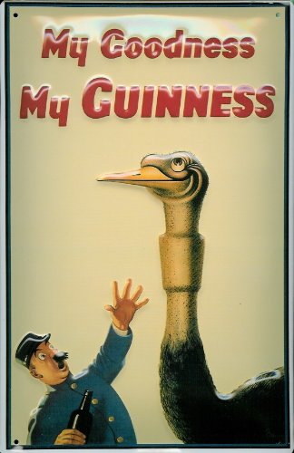 Guinness Ostrich 3D Prägung Vintage Dose Metall Pub Schild von Guinness