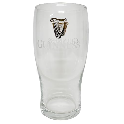 Guinness Set mit 4 Pint Bier Gläsern 20 Unzen mit Geprägtem Logo und Harfen Design von Guinness Official Merchandise