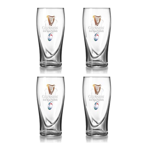 Guinness Set mit 4 Pint-Gläsern, ideal für Zuhause, Bar und Küche (Six Nations) von Guinness