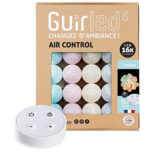 GuirLED - LED Baumwollkugeln Lichterkette USB - Drahtlose Fernbedienung - Baby Nachtlicht 2h - Dual USB 2A Netzteil enthalten - 4 Intensitäten – 16 Kugeln 1.6m - Einhorn von GuirLED