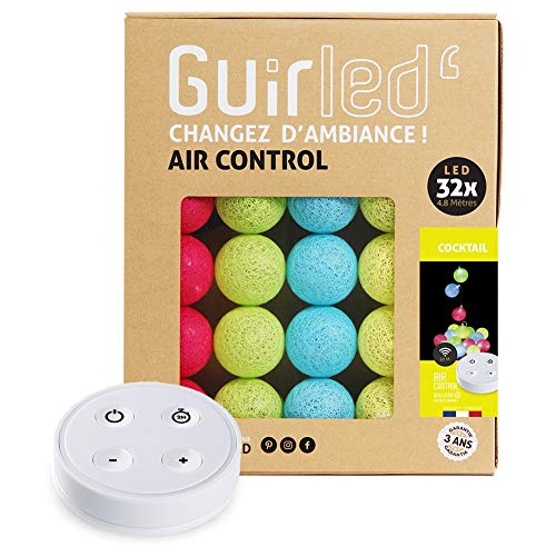 GuirLED - LED Baumwollkugeln Lichterkette USB - Drahtlose Fernbedienung - Baby Nachtlicht 2h - Dual USB 2A Netzteil enthalten - 4 Intensitäten – 32 Kugeln 3.2m - Cocktail von GuirLED