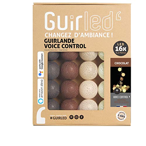 GuirLED - LED Baumwollkugeln Lichterkette WIFI USB - Sprachsteuerung - Connected Home - Amazon Alexa & Google Assistant - 2xUSB-Netzadapter enthalten - 16 Kugeln 1,6m - Schokoladenbraun GuirLED - LED Baumwollkugeln Lichterkette WIFI USB - Sprachsteuerung - Connected Home - Amazon Alexa & Google Assistant - 2xUSB-Netzadapter enthalten - 16 Kugeln 1,6m - Schokoladenbraun von GuirLED