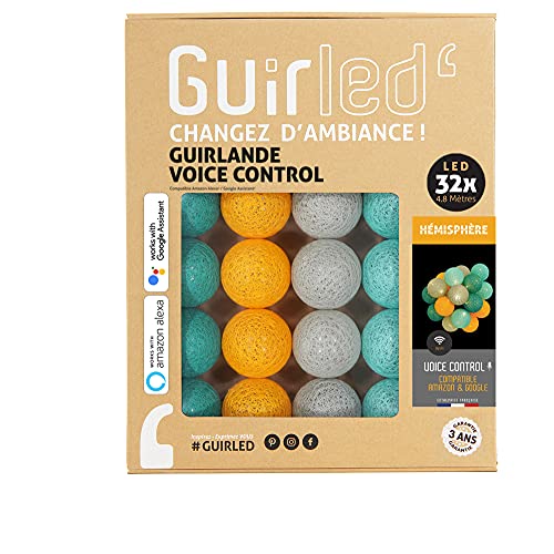GuirLED - LED Baumwollkugeln Lichterkette WIFI USB - Sprachsteuerung - Connected Home - Amazon Alexa & Google Assistant - 2xUSB-Netzadapter enthalten - 32 Kugeln 3,2m - Halbkugel von GuirLED