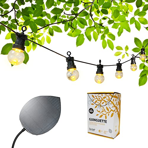 GuirLED - Solar-Lichterkette & Wasserdicht IP55 Premium Guinguette – 16 LEDs 7,5 Meter – erweiterbar – 100% freistehend – XL-Fotovoltaikfolie – Lithium-Akku 4000 mAh – Vintage Edition von GuirLED