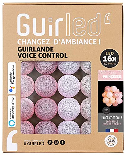 GuirLED - LED Baumwollkugeln Lichterkette WIFI USB - Sprachsteuerung - Connected Home - Amazon Alexa & Google Assistant - 2xUSB-Netzadapter enthalten - 16 Kugeln 1,6m - Prinzessin von GuirLED