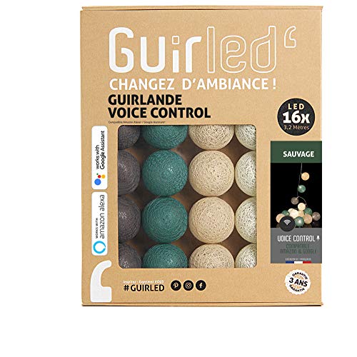 GuirLED - LED Baumwollkugeln Lichterkette WIFI USB - Sprachsteuerung - Connected Home - Amazon Alexa & Google Assistant - 2xUSB-Netzadapter enthalten - 16 Kugeln 1,6m - Wildnis GuirLED - LED Baumwollkugeln Lichterkette WIFI USB - Sprachsteuerung - Connected Home - Amazon Alexa & Google Assistant - 2xUSB-Netzadapter enthalten - 16 Kugeln 1,6m - Wildnis von GuirLED