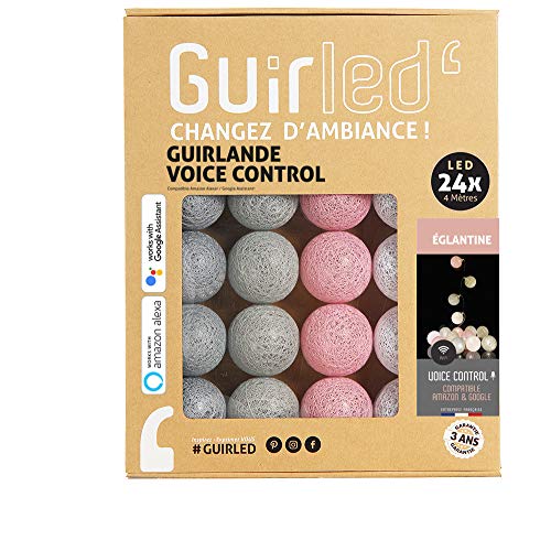 GuirLED - LED Baumwollkugeln Lichterkette USB - Sprachsteuerung - Connected Home - Amazon Alexa & Google Assistant - 2xUSB-Netzadapter enthalten - 24 Kugeln 2,4m - Églantine GuirLED - LED Baumwollkugeln Lichterkette USB - Sprachsteuerung - Connected Home - Amazon Alexa & Google Assistant - 2xUSB-Netzadapter enthalten - 24 Kugeln 2,4m - Églantine von GuirLED