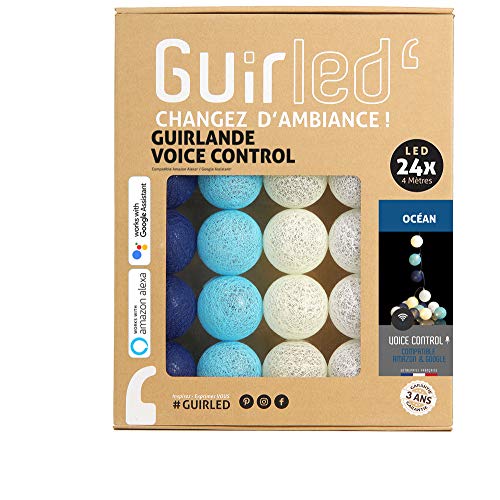 GuirLED - LED Baumwollkugeln Lichterkette WIFI USB - Sprachsteuerung - Connected Home - Amazon Alexa & Google Assistant - 2xUSB-Netzadapter enthalten - 24 Kugeln 2,4m - Ozean GuirLED - LED Baumwollkugeln Lichterkette WIFI USB - Sprachsteuerung - Connected Home - Amazon Alexa & Google Assistant - 2xUSB-Netzadapter enthalten - 24 Kugeln 2,4m - Ozean von GuirLED