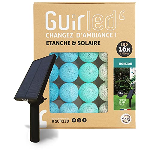 GuirLED - Außengirlande mit Lichtkugeln LED-Guinguette - Wasserdicht IP55 - Hocheffizientes Solarpanel - Automatisches EIN/AUS - 16 Kugeln 3 m- Horizont von GuirLED