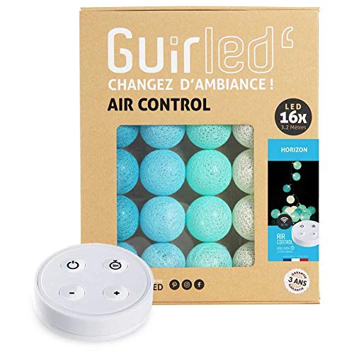 GuirLED - LED Baumwollkugeln Lichterkette USB - Drahtlose Fernbedienung - Baby Nachtlicht 2h - Dual USB 2A Netzteil enthalten - 4 Intensitäten – 16 Kugeln 1.6m - Horizont von GuirLED