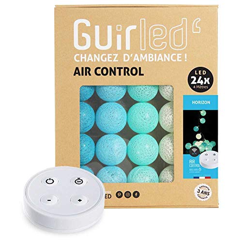 GuirLED - LED Baumwollkugeln Lichterkette USB - Drahtlose Fernbedienung - Baby Nachtlicht 2h - Dual USB 2A Netzteil enthalten - 4 Intensitäten – 24 Kugeln 2.4m - Horizont von GuirLED