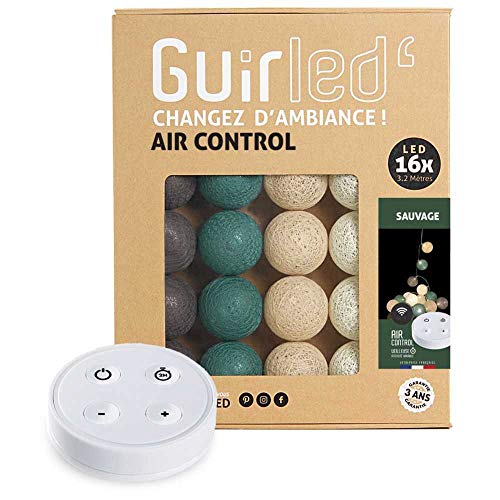 GuirLED - LED Baumwollkugeln Lichterkette USB - Drahtlose Fernbedienung - Baby Nachtlicht 2h - Dual USB 2A Netzteil enthalten - 4 Intensitäten – 16 Kugeln 1.6m - Sauvage von GuirLED