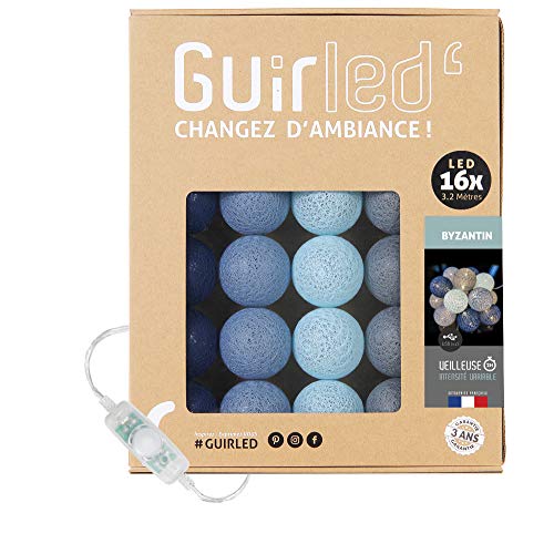 GuirLED - LED Baumwollkugeln Lichterkette USB - Baby Nachtlicht 2h - Dual USB 2A Netzteil enthalten - 3 Intensitäten - 16 Kugeln 1.6m - Byzantin von GuirLED