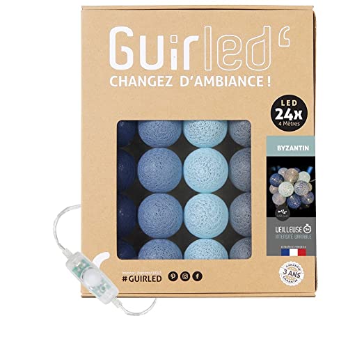 GuirLED - LED Baumwollkugeln Lichterkette USB - Baby Nachtlicht 2h - Dual USB 2A Netzteil enthalten - 3 Intensitäten - 24 Kugeln 2.4m - Byzantin von GuirLED