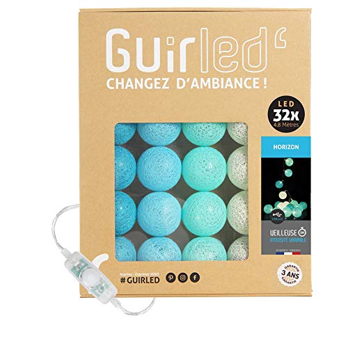 GuirLED - LED Baumwollkugeln Lichterkette USB - Baby Nachtlicht 2h - Dual USB 2A Netzteil enthalten - 3 Intensitäten - 32 Kugeln 3.2m - Horizon von GuirLED