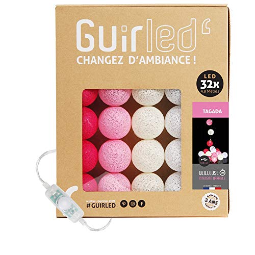 GuirLED - LED Baumwollkugeln Lichterkette USB - Baby Nachtlicht 2h - Dual USB 2A Netzteil enthalten - 3 Intensitäten - 32 Kugeln 3.2m - Tagada von GuirLED