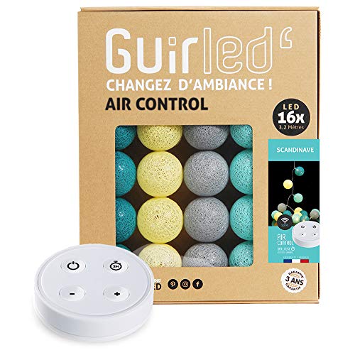 GuirLED - LED Baumwollkugeln Lichterkette USB - Drahtlose Fernbedienung - Baby Nachtlicht 2h - Dual USB 2A Netzteil enthalten - 4 Intensitäten – 16 Kugeln 1.6m - Skandinavisch von GuirLED