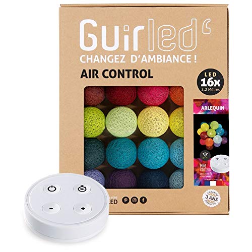 GuirLED - LED Baumwollkugeln Lichterkette USB - Drahtlose Fernbedienung - Baby Nachtlicht 2h - Dual USB 2A Netzteil enthalten - 4 Intensitäten – 16 Kugeln 1.6m - Arlequin von GuirLED