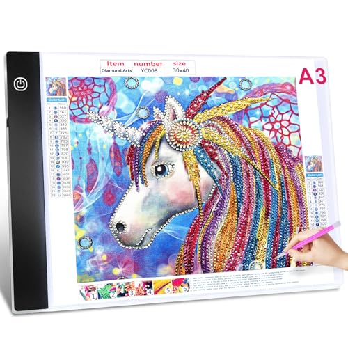 Guiseapue Leuchttisch A3 für Diamond Painting Zubehör: Einstellbare Helligkeit Diamant Painting Erwachsene, Kinder Leuchtkasten Copy Board, Light Pad für Skizzieren Animation Malen Zeichnen Designen Guiseapue Leuchttisch A3 für Diamond Painting Zubehör: Einstellbare Helligkeit Diamant Painting Erwachsene, Kinder Leuchtkasten Copy Board, Light Pad für Skizzieren Animation Malen Zeichnen Designen von Guiseapue