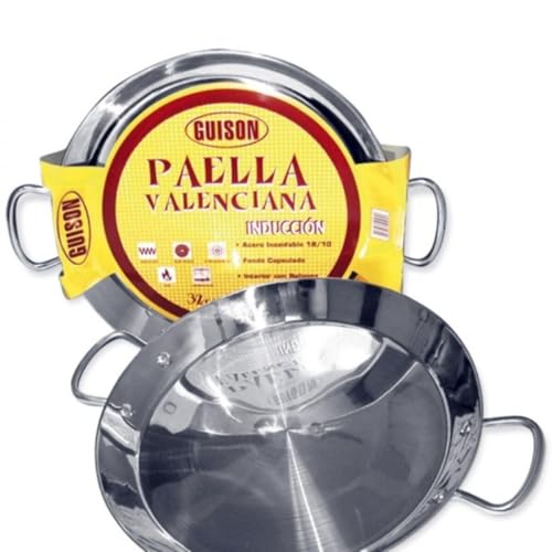 Guison Paella-Pfanne aus Edelstahl mit Sandwichboden, 46 cm, Silber, 4 von Guison