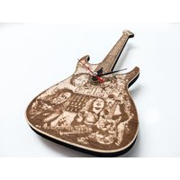 Kirk Hamat Inspirierte Hölzerne Gitarre Wanduhr von Guitaria