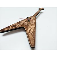 Randy Rhoads Inspirierte Holz-Gitarren-Wanduhr von Guitaria