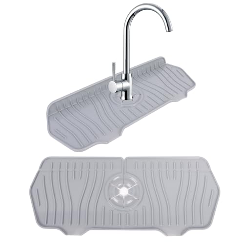 Guittly Wasserhahn Spritzschutz Matte, Silikon Wasserhahn Matte, Wasserhahn Abtropfmatte, Spüle Wasserhahn Wasserfangmatte, Spülbeckeneinlage (Grau) von Guittly