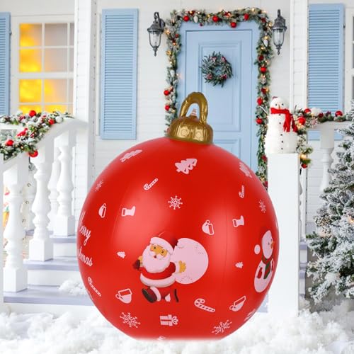 60cm Weihnachten Aufblasbar Ball Aufblasbare PVC Weihnachtskugeln Weihnachtsdekorationen Weihnachtskugel aus Christbaumkugel Weihnachtskugel für Weihnachten Hofdekorationen (farbig D) von Gukasxi