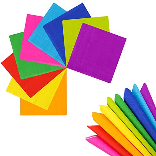 Gukasxi 180 Stück Bunt Cocktailservietten, Paper Napkins, Bunte Papierservietten, Servietten Hochzeit, Party Serviette Papier, für Gastronomie Geburtstag Tischdeko von Gukasxi