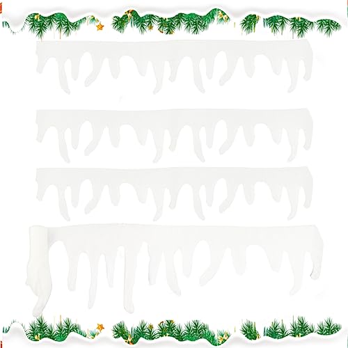 Gukasxi 4 Pcs 1.2M Weihnachten Eiszapfen Girlande, Eiszapfen aus Schneewatte, Eiszapfen aus Schneevlies, Weihnachten Urlaub Schnee Dekorationen für Weihnachtsbaum Kamin Fensterbank Wanddekoration von Gukasxi