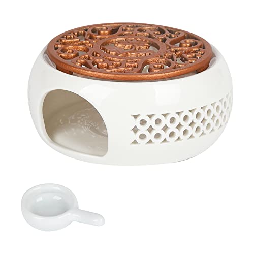 Gukasxi Keramik Stövchen Teekanne Teewärmer Kaffeewärmer Weiß Porzellan Heizung mit Löffel und Deckel von Gukasxi