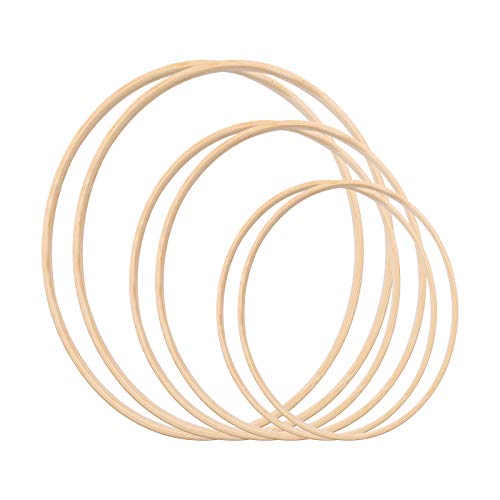Gukasxi 6 Stück Traumfänger Ringe Set (20cm/25cm/33cm) Holz Bambus Blumenkranz Makramee Ringe Floral Hoop Set Makramee Craft Hoop Ring für Dreamcatcher, Hochzeit Kranz Decor und DIY Handwerk von Gukasxi