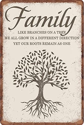 Lustiges Metall-Blechschild mit Aufschrift "Tree Family We All Grow In A Different Direction Our Roots Remain As One", Wohnzimmer, Küche, Bauernhof, Blechschild, hängende Poster, Dekoration, rustikale von Guktmcet