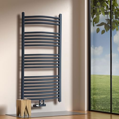 Gulfstream Komfort Badheizkörper 1150 x 600 mm gebogen Hochwertiger Handtuchheizkörper in Anthrazit Handtuchwärmer von Gulfstream Komfort