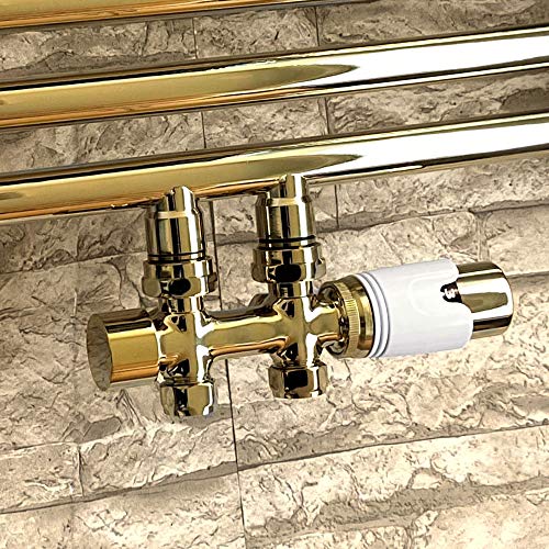 Gulfstream-Komfort MITTELANSCHLUSSGARNITUR 50MM Heizungssystem zweirohr Universal- und Eckausführung NEU Mod. (Gold Universal mit Weißem Thermostat) von Gulfstream Komfort