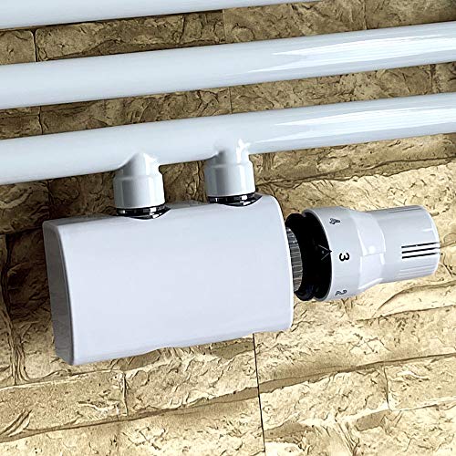 Gulfstream-Komfort MITTELANSCHLUSSGARNITUR 50MM Heizungssystem zweirohr Universal- und Eckausführung NEU Mod. (Weiß Durchgang mit Weißem Thermostat) von Gulfstream Komfort