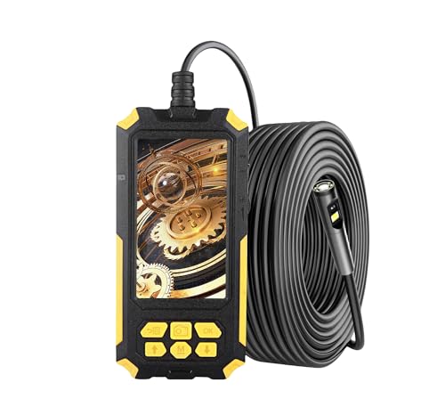 GuliTech 8/5.5mm Dual-Objektiv Industrial Endoskop 2MP 1080P Full HD 4.5inch LCD Digital Inspection Kamera WIth 9 LED für Home Duct and Pipe(Ø5.5mm-10m halbstarre Kabel) von GuliTech
