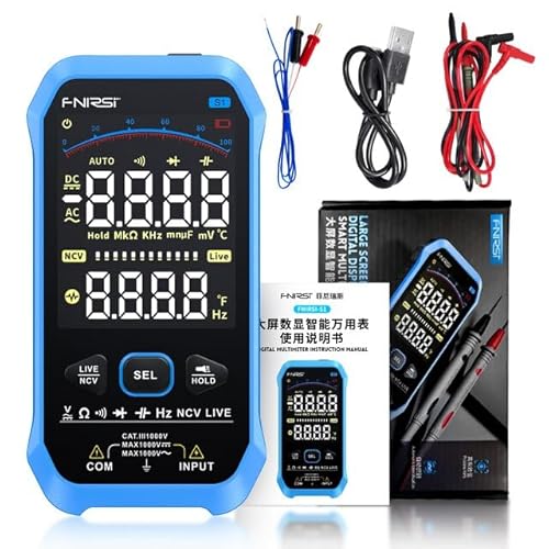 GuliTech Smart Multimeter FNIRSI S1 Smart Digital Multimeter 9999counts AC DC Voltage Resistance Capacitance Diode NCV Hz Live Wire Color Display Tester von GuliTech