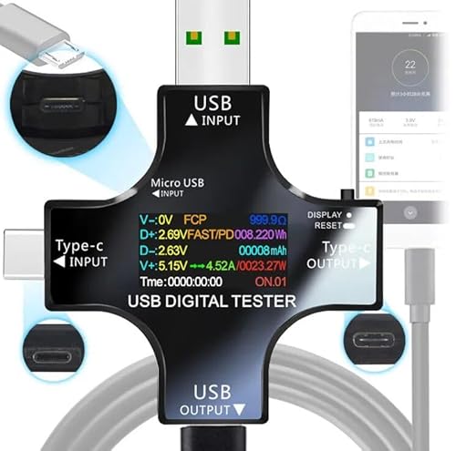 GuliTech UC96 USB Voltage Tester Aktuelles Meter Monitor Multifunktional Fast Charging Power Detection Analyzer Testing Tools With APP(UC96 with Bluetooth) von GuliTech