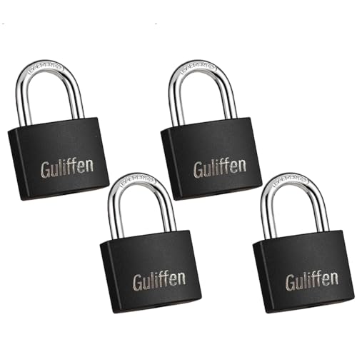 Guliffen Vorhängeschloss aus Aluminium, wetterfest, mit gleichem Schlüssel, für Schuppen, Tor, Briefkasten, Schrank, Aufbewahrungseinheit, 4 Stück von Guliffen