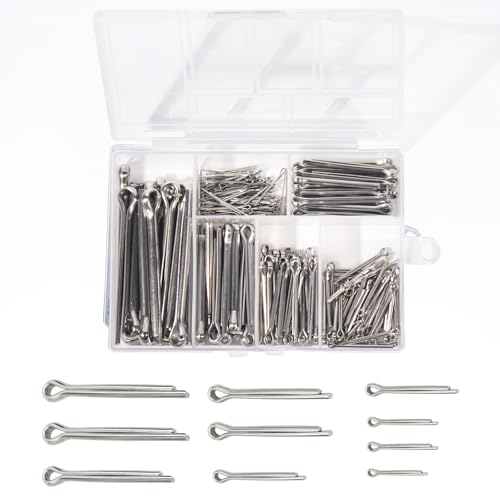GullSkies 290 Stück Splinte Sortiment aus 304 Edelstahl mit Sortimentskasten–sicherungssplint und Federstecker in 6 verschiedenen Größen (M1,M2,M2.5,M3,M4,M5) für Autos, Wohnmobile und Gartengeräte von GullSkies