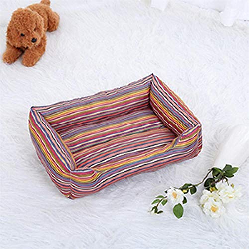 Gulunmun Bunter Druck Stripes Zwinger Atmungsaktives Oxford-Stoff-Hundebett Tragbarer Hund Katze Schlafen -Style_1_90x70x16_cm von Gulunmun